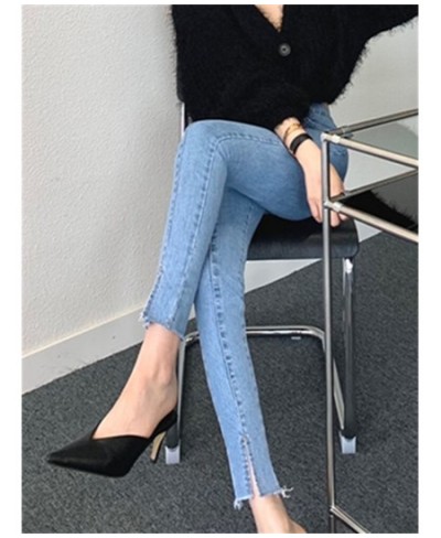 Jeans for Women 2022 High Waisted Spliced Split Zippers Pockets Slim Pants Do Old Straight Korean Fashion Casual Jeans $42.98...