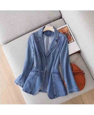 Jeans Blazer Jackets For Women Clothing 2023 Spring Autumn New Korean Style Slim Blue Denim Suit Coats Office Ladies Tops e25...