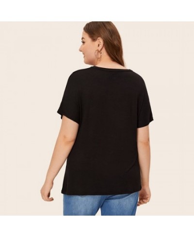 Plus Size Summer Casual T-shirt Women 4XL 5XL 6XL Keyhole Front Female Short Sleeve Loose Tops Ladies Large Size Tee 7XL 8XL ...