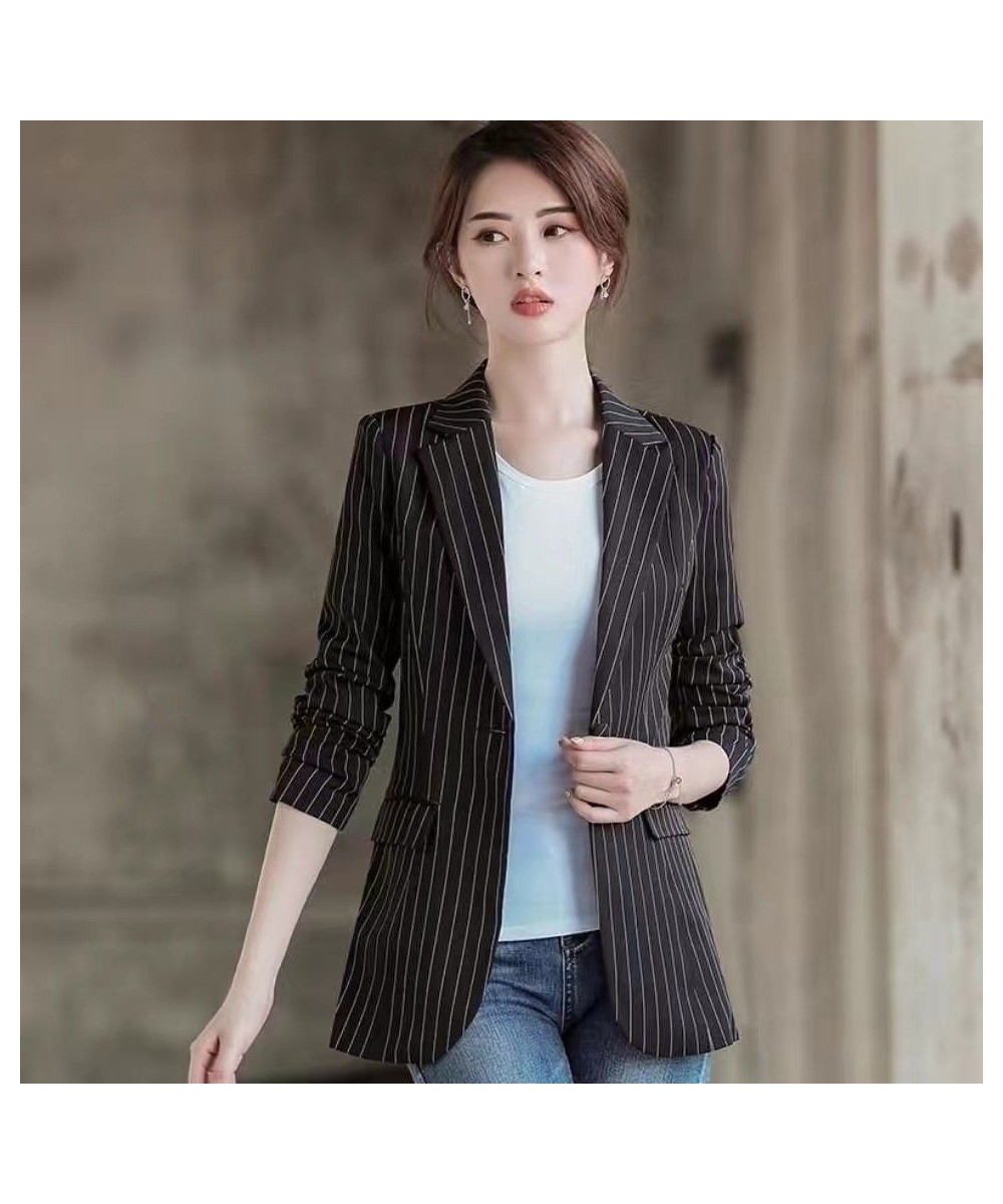 Large Size 3XL Blazer Women Suit New 2023 Suits Women Blazers Short Slim Spring Autumn Striped Coat Woman Jacket Black Blue $...