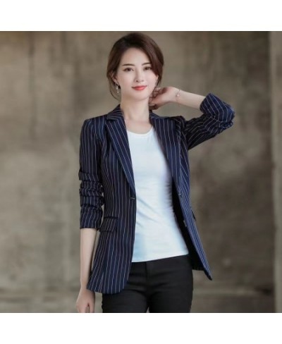 Large Size 3XL Blazer Women Suit New 2023 Suits Women Blazers Short Slim Spring Autumn Striped Coat Woman Jacket Black Blue $...