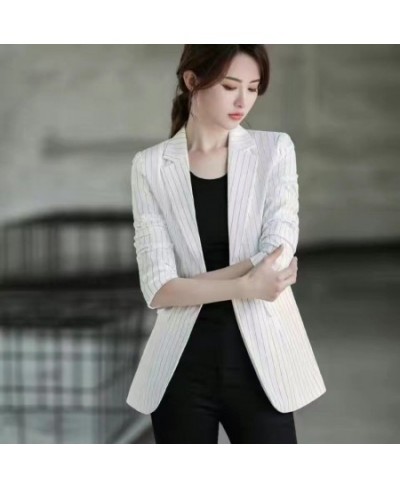 Large Size 3XL Blazer Women Suit New 2023 Suits Women Blazers Short Slim Spring Autumn Striped Coat Woman Jacket Black Blue $...