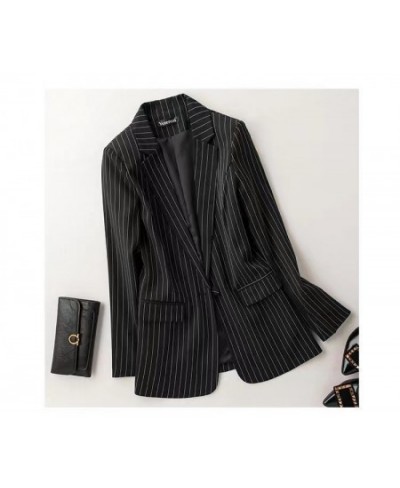 Large Size 3XL Blazer Women Suit New 2023 Suits Women Blazers Short Slim Spring Autumn Striped Coat Woman Jacket Black Blue $...