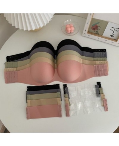 Strapless Women Bra Gathering Type Underwear Sexy Plastron Solid Color Brassiere Intimates Breathable Tube Top Lingerie $12.3...