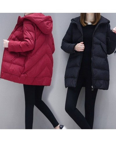 Woman cotton coat winter cotton-padded thick hooded zipper solid color long loose Ladies top sale GGFSMF001 $65.44 - Jackets ...