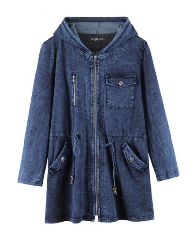 Women's Plus Size Denim Jacket Autumn Chic Elegant Jacket For Chubby Women Long Sleeved Cotton Knitting Hooded Jacket $74.38 ...