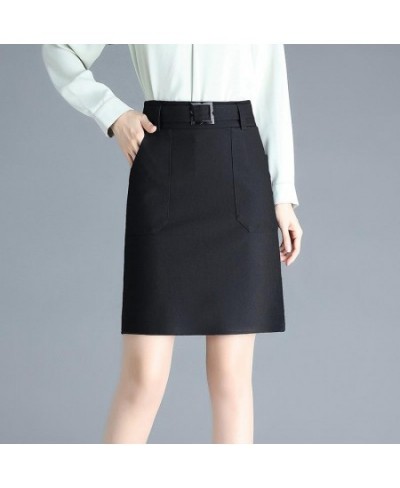 2022 Spring New High Waist Slim Elastic Bag Hip Skirt Korean Simple Black Casual Office Ladies A-line Short Skirt $40.86 - Bo...