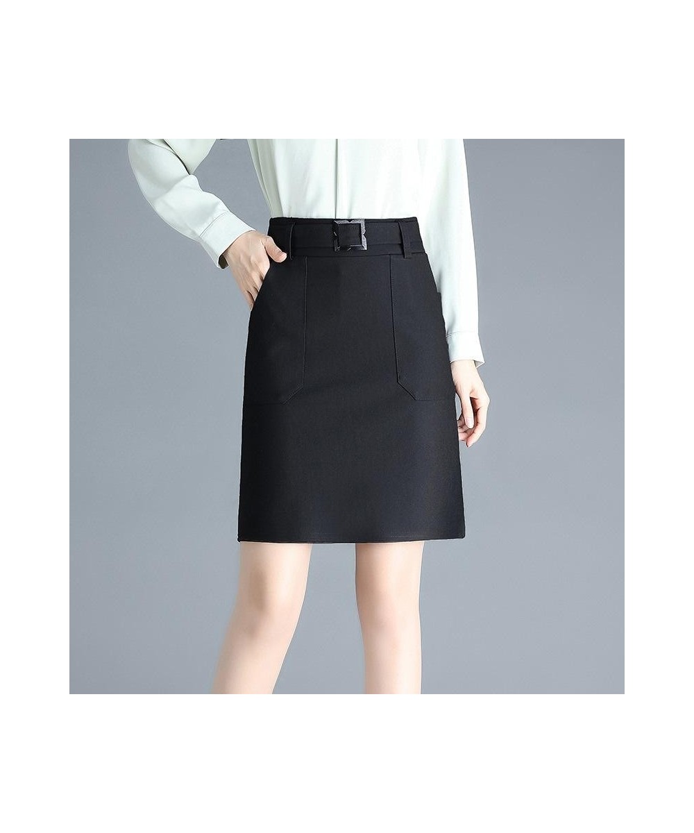 2022 Spring New High Waist Slim Elastic Bag Hip Skirt Korean Simple Black Casual Office Ladies A-line Short Skirt $40.86 - Bo...