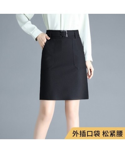 2022 Spring New High Waist Slim Elastic Bag Hip Skirt Korean Simple Black Casual Office Ladies A-line Short Skirt $40.86 - Bo...