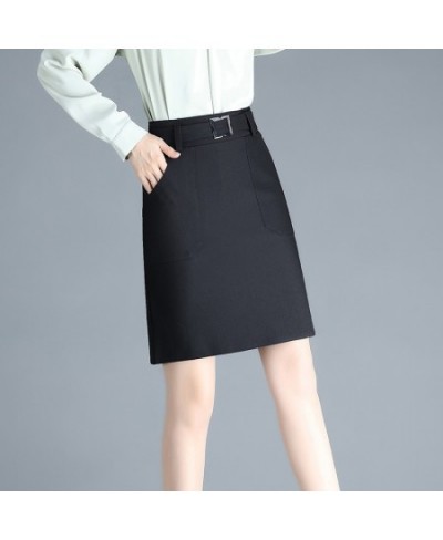 2022 Spring New High Waist Slim Elastic Bag Hip Skirt Korean Simple Black Casual Office Ladies A-line Short Skirt $40.86 - Bo...