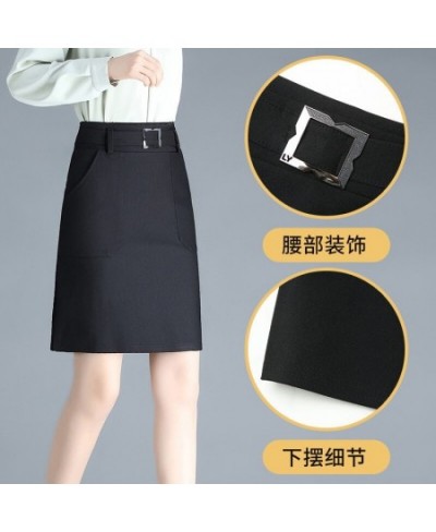 2022 Spring New High Waist Slim Elastic Bag Hip Skirt Korean Simple Black Casual Office Ladies A-line Short Skirt $40.86 - Bo...