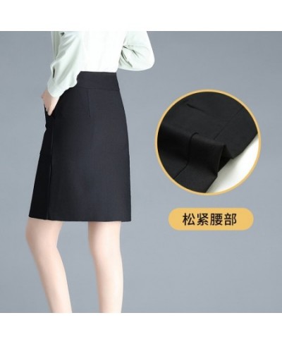 2022 Spring New High Waist Slim Elastic Bag Hip Skirt Korean Simple Black Casual Office Ladies A-line Short Skirt $40.86 - Bo...