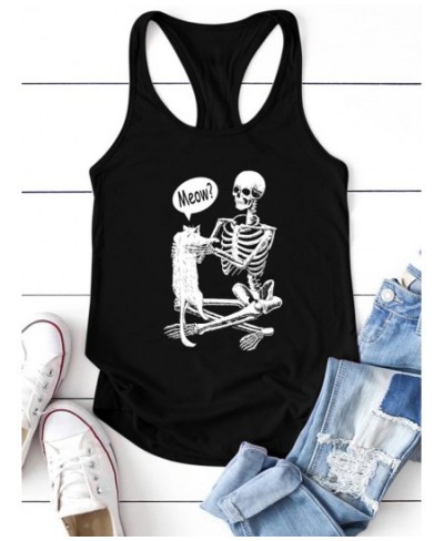 Funny Skull Skeleton Print Vintage Tank Tops Women Summer Loose Sleeveless Tank Top Casual Streetwear 90s Tee Shirt Female Ve...