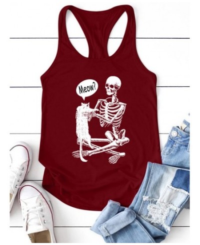 Funny Skull Skeleton Print Vintage Tank Tops Women Summer Loose Sleeveless Tank Top Casual Streetwear 90s Tee Shirt Female Ve...