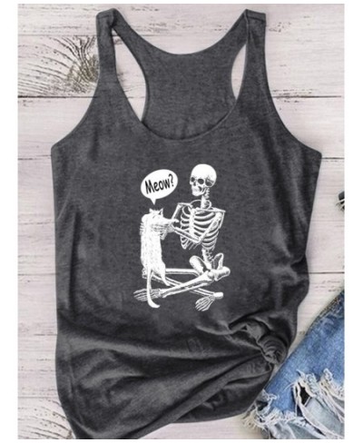 Funny Skull Skeleton Print Vintage Tank Tops Women Summer Loose Sleeveless Tank Top Casual Streetwear 90s Tee Shirt Female Ve...