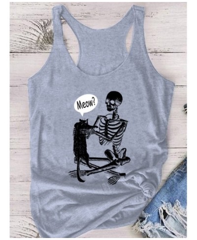 Funny Skull Skeleton Print Vintage Tank Tops Women Summer Loose Sleeveless Tank Top Casual Streetwear 90s Tee Shirt Female Ve...