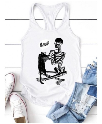 Funny Skull Skeleton Print Vintage Tank Tops Women Summer Loose Sleeveless Tank Top Casual Streetwear 90s Tee Shirt Female Ve...