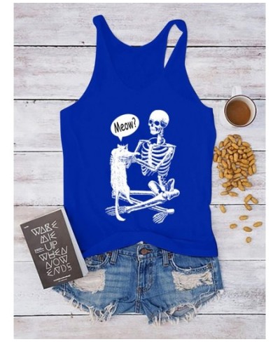 Funny Skull Skeleton Print Vintage Tank Tops Women Summer Loose Sleeveless Tank Top Casual Streetwear 90s Tee Shirt Female Ve...