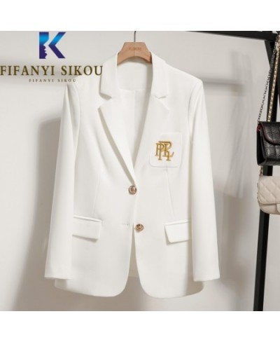 White Blazer Jacket Women High Quality Fashion Embroidery Single Breasted Suit Jacket Ladies Casual Office Formal Blazers Coa...