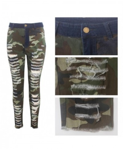 2023 New Autumn Winter Female Denim Pants Women Skinny Hole Spliced Camouflage Print Jeans Sexy Pencil Bandage Trousers $39.1...