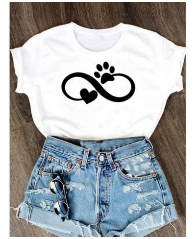 Graphic T Shirt Clothes Women Short Sleeve Summer Tee T-shirt Leopard Love Paw Cat Dog Cartoon Fashion Clothing Female Top $1...