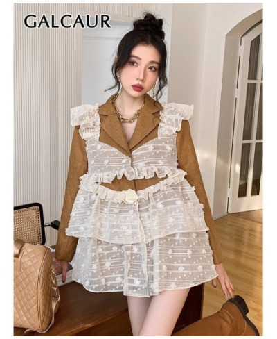 High Street Blazers Fo Women Notched Collar Long Sleeve Single Breasted Patchwork Mesh Ruffles Chic Blazer Femake 2022 $75.23...