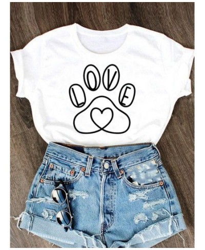 Graphic T Shirt Clothes Women Short Sleeve Summer Tee T-shirt Leopard Love Paw Cat Dog Cartoon Fashion Clothing Female Top $1...