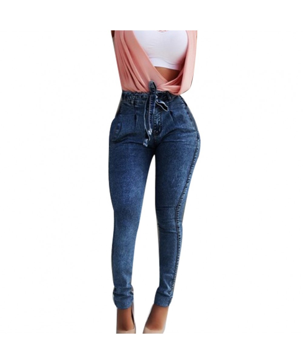 2023 New Fashion Fashion Belted High Waist Skinny Jeans Women Stretch Denim Tassel belt Bandage Skinny Push Up Jeans W $43.17...