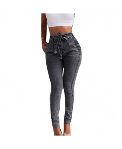 2023 New Fashion Fashion Belted High Waist Skinny Jeans Women Stretch Denim Tassel belt Bandage Skinny Push Up Jeans W $43.17...