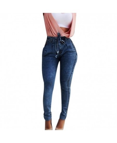 2023 New Fashion Fashion Belted High Waist Skinny Jeans Women Stretch Denim Tassel belt Bandage Skinny Push Up Jeans W $43.17...