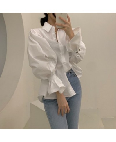 White Shirts Women Blouse Button Up Shirts Turn Down Collar Office Lady 2023 Loose Long Sleeve Spring New Fashion Tops $43.87...