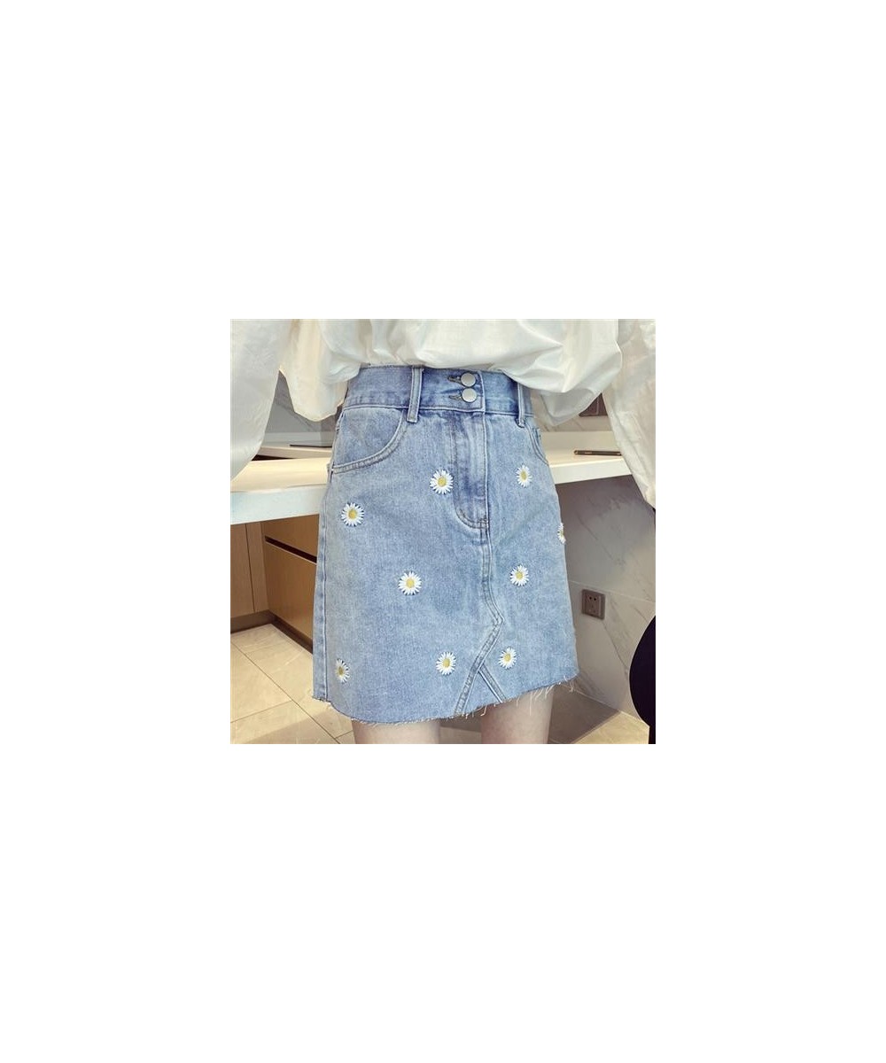 Women Jean Skirt Mini Summer High Waist Little Daisy A-line Embroidery Short New Design Fashion Wear In Trip Beautiful $29.81...