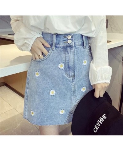 Women Jean Skirt Mini Summer High Waist Little Daisy A-line Embroidery Short New Design Fashion Wear In Trip Beautiful $29.81...