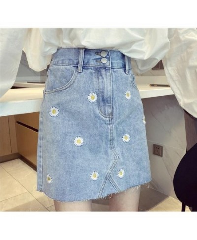 Women Jean Skirt Mini Summer High Waist Little Daisy A-line Embroidery Short New Design Fashion Wear In Trip Beautiful $29.81...