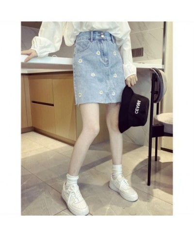 Women Jean Skirt Mini Summer High Waist Little Daisy A-line Embroidery Short New Design Fashion Wear In Trip Beautiful $29.81...