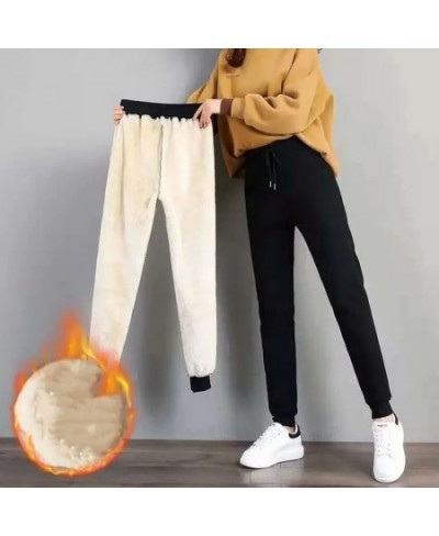 2022 Winter Thicken Plush Pants for Women Casual Solid Color Warm Sweatpants Woman Elastic Sports Fleece Trousers Female $33....