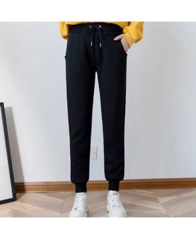 2022 Winter Thicken Plush Pants for Women Casual Solid Color Warm Sweatpants Woman Elastic Sports Fleece Trousers Female $33....