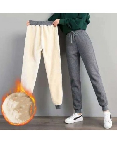 2022 Winter Thicken Plush Pants for Women Casual Solid Color Warm Sweatpants Woman Elastic Sports Fleece Trousers Female $33....