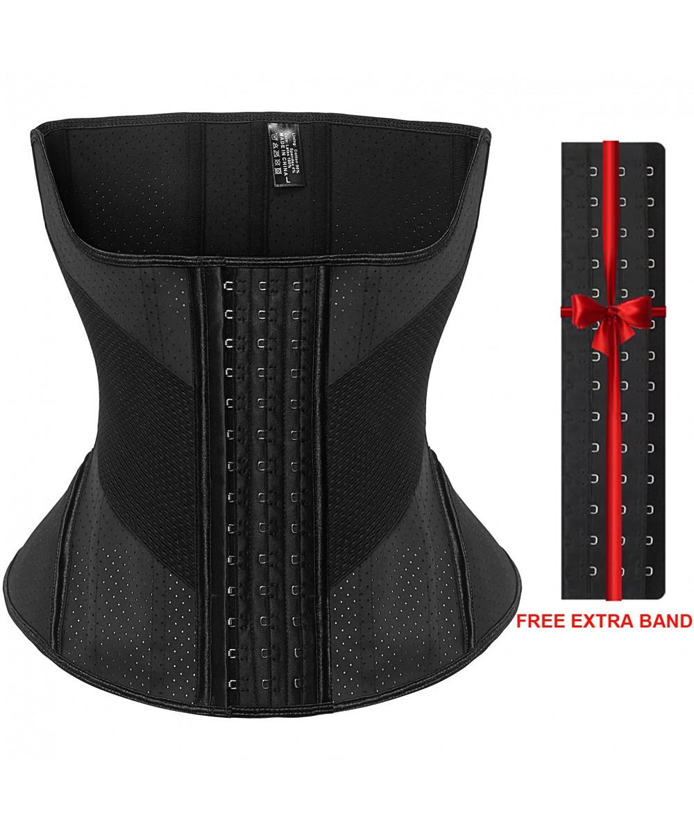 Hourglass Waist Trainer Latex Corset 15 Steel Bones Waist Cincher Flat Belly Slimming Sheath Fitness Girdle Fajas Colombians ...