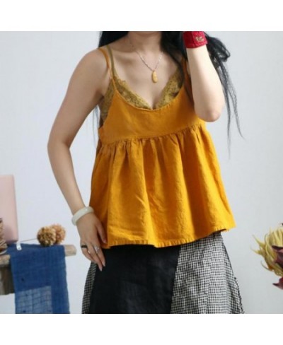 2023 Summer Women Blouses Literary Joker O-neck Solid Color Sleeveless Shirt Sling Irregular Hem Plus Size Comfort Tops $50.7...