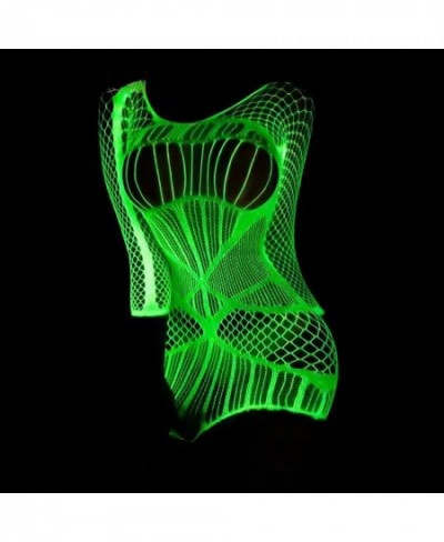 Women's Glowing Reflective Erotic Leggings Fishnet Bunny Lingerie Lingerie with Push up Bra Sexy Lingerie Costumes Role Play ...