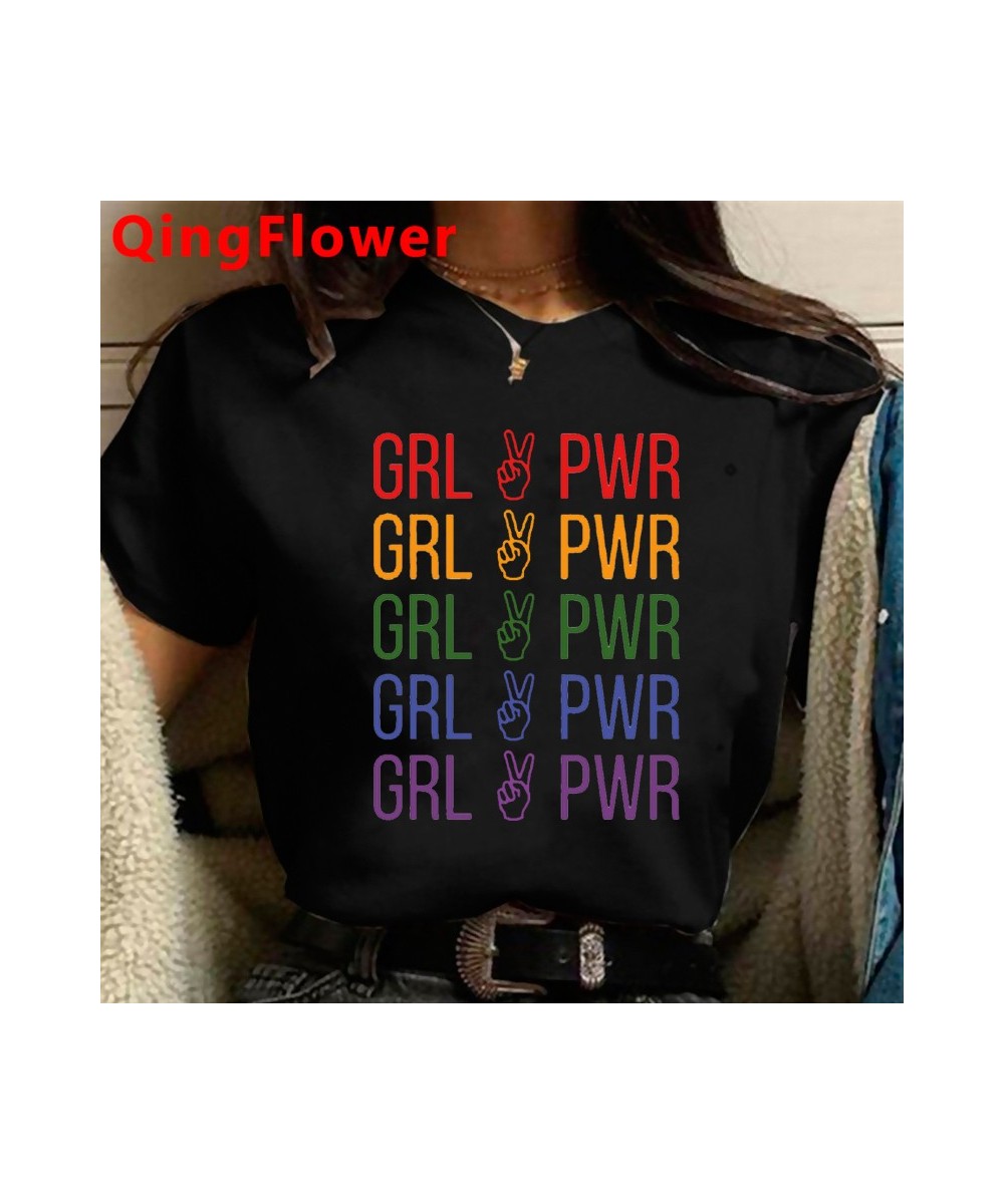 Feminist Girl Power Grl Pwr Feminism t-shirt female white t shirt print summer top tshirt couple clothes harajuku kawaii $18....