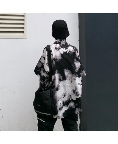 Harajuku Punk Women's Shirt Gothic Black Blouse New Tie Dye Korean Oversize Short Sleeve Loose Top Casual Clothes BF Style $2...