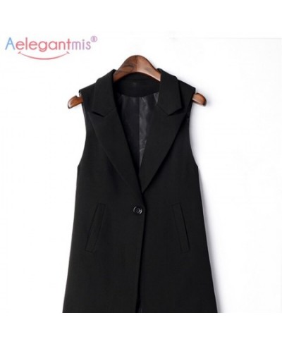 Casual Black Vest Women Elegant Suit Spring Autumn Sleeveless Jackets Outerwear Office Lady Slim Waistcoat Y2k $39.47 - Jacke...