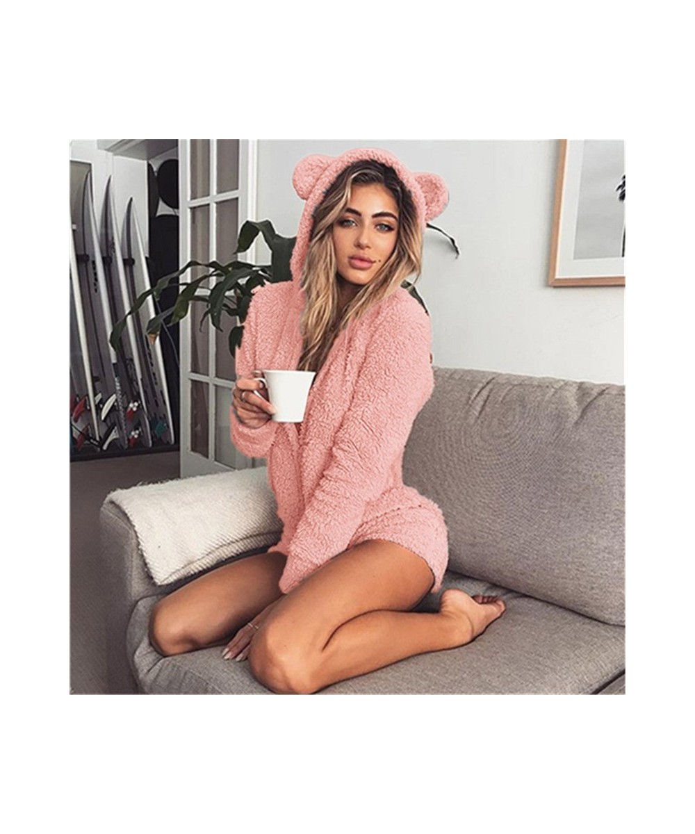 Winter Teddy Ear Cute Sleepwear Onesies Women Sexy Ladies Fluffy Fleece Cute Hooded Pajamas Homewear Warm Jumpsuit Nightgowns...