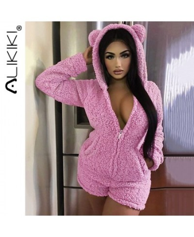 Winter Teddy Ear Cute Sleepwear Onesies Women Sexy Ladies Fluffy Fleece Cute Hooded Pajamas Homewear Warm Jumpsuit Nightgowns...