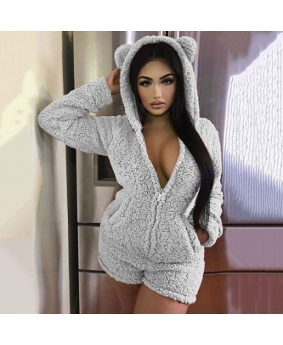 Winter Teddy Ear Cute Sleepwear Onesies Women Sexy Ladies Fluffy Fleece Cute Hooded Pajamas Homewear Warm Jumpsuit Nightgowns...