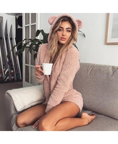 Winter Teddy Ear Cute Sleepwear Onesies Women Sexy Ladies Fluffy Fleece Cute Hooded Pajamas Homewear Warm Jumpsuit Nightgowns...