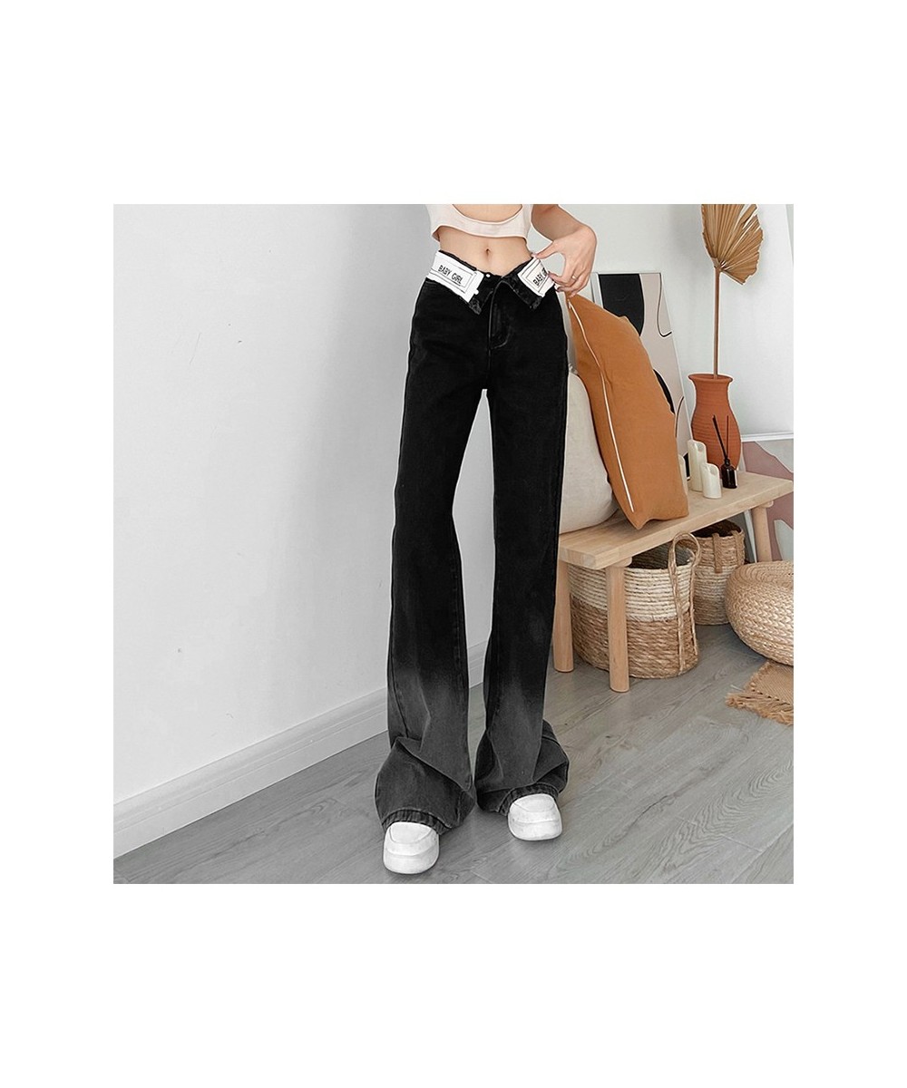 2023 Spring Summer Women New High Waist Straight Jean Trousers Retro Wash Gradient Patchwork Female Denim Pants Streetwear Ch...