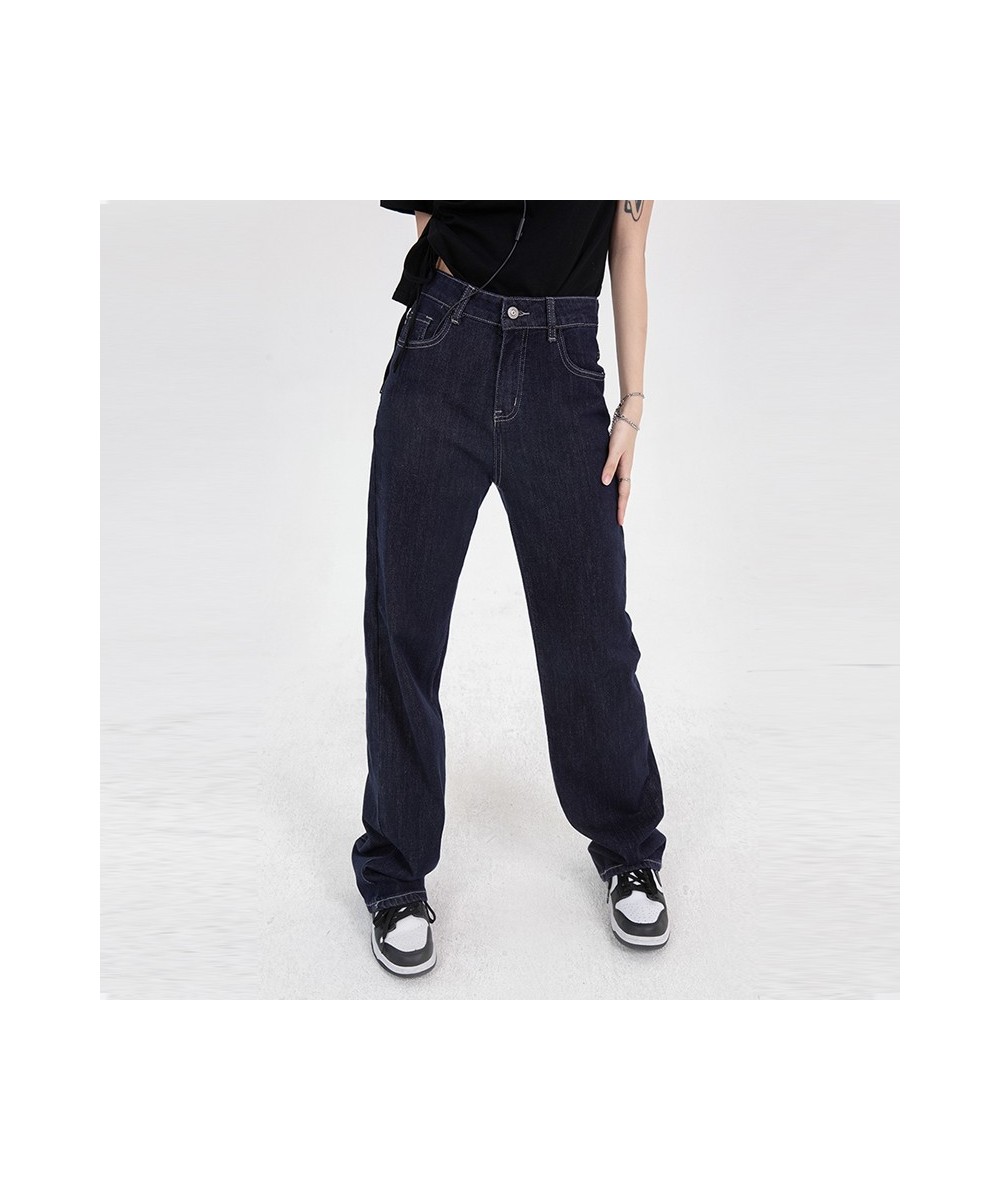 Dark Blue High Waisted Jeans for Women 2022 New Vintage High Street Chic Washed Straight Y2k Denim Pants Full Length $58.71 -...